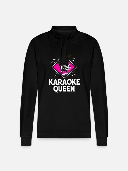 Karaoke Queen - Stanley/Stella Organic Unisex Long-Sleeved Polo Shirt Prepster - black