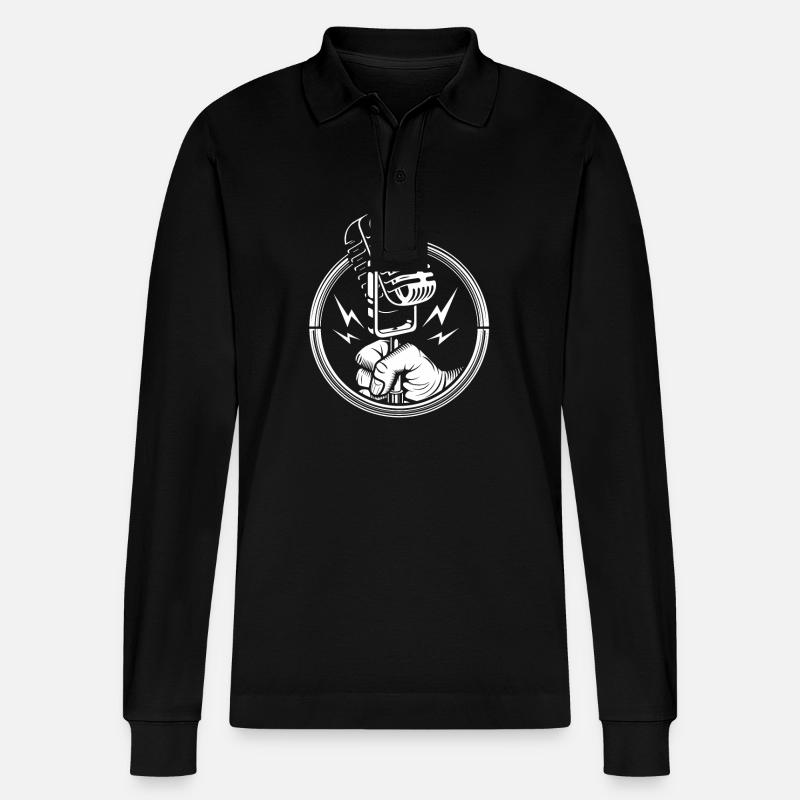 Microphone de karaoké - Polo à manches longues bio PREPSTER Stanley/Stella Unisexe - noir