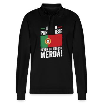 Portugal portugais - Polo à manches longues bio PREPSTER Stanley/Stella Unisexe - noir - Devant - Anna (173cm) & Nico (186cm)
