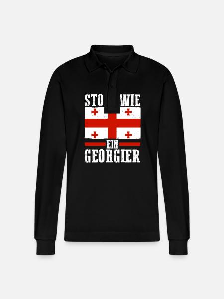 Georgian Georgia - Stanley/Stella Organic Unisex Long-Sleeved Polo Shirt Prepster - black
