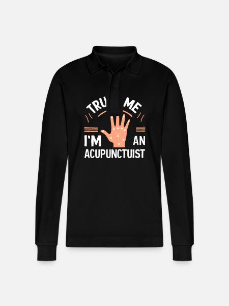 Acupuncture - Stanley/Stella Organic Unisex Long-Sleeved Polo Shirt Prepster - black