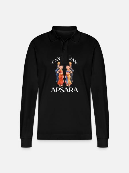 Cambodja Apsara Danscultuur Traditioneel - Stanley/Stella uniseks bio poloshirt met lange mouwen Prepster - zwart