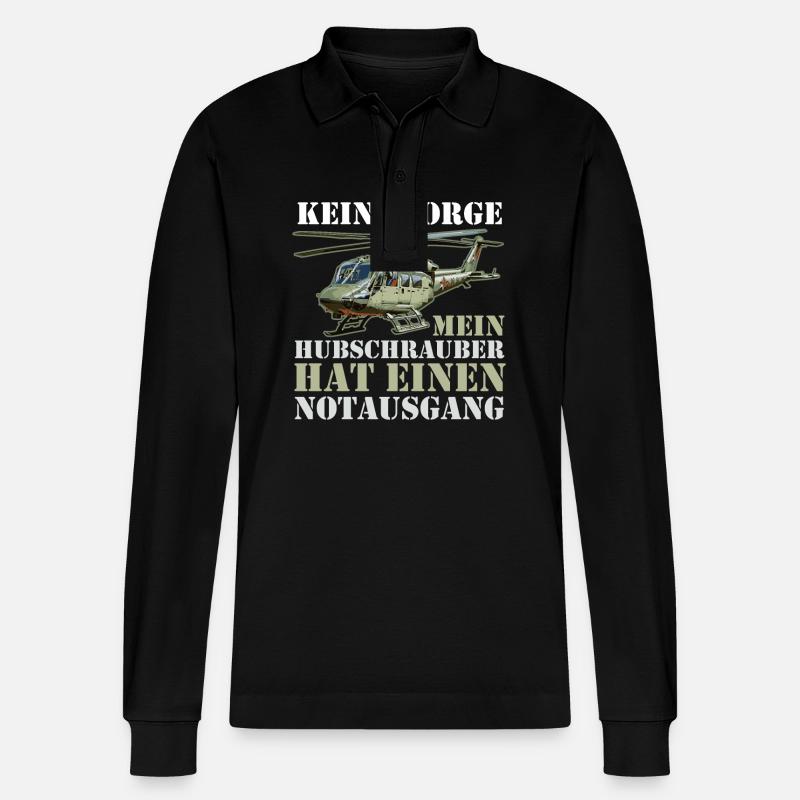 Pilot Helikopter Hubschrauber - Stanley/Stella Unisex Bio-Langarm-Poloshirt Prepster - Schwarz