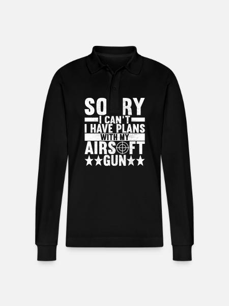 Airsoft Gun Airsoft Hobby - Stanley/Stella Organic Unisex Long-Sleeved Polo Shirt Prepster - black
