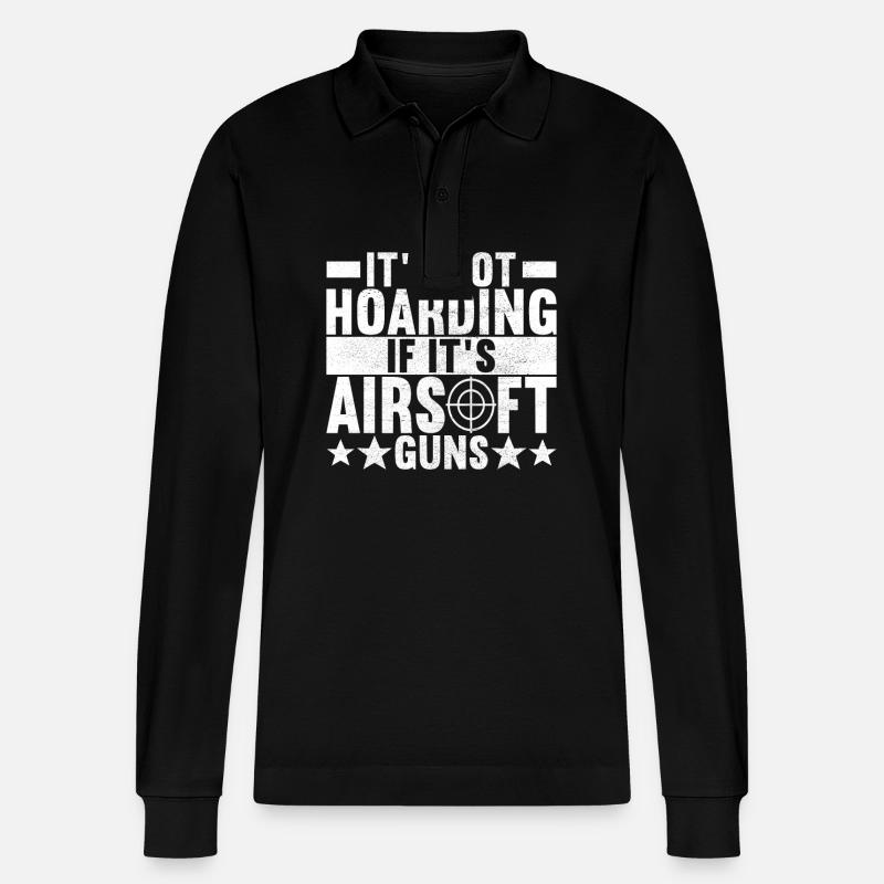 Airsoft Waffe Airsoft Hobby - Stanley/Stella Unisex Bio-Langarm-Poloshirt Prepster - Schwarz