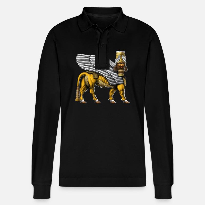 Lamassu Taureau ailé sumérien - Polo à manches longues bio PREPSTER Stanley/Stella Unisexe - noir
