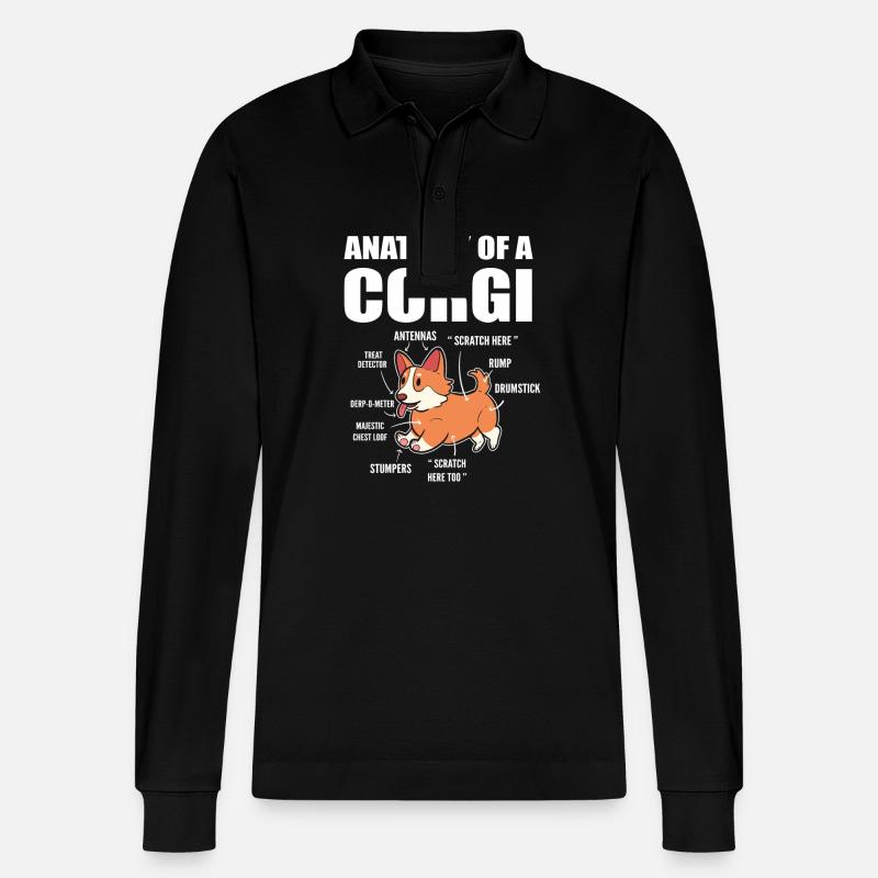 Corgi Anatomie - Stanley/Stella Unisex Bio-Langarm-Poloshirt Prepster - Schwarz