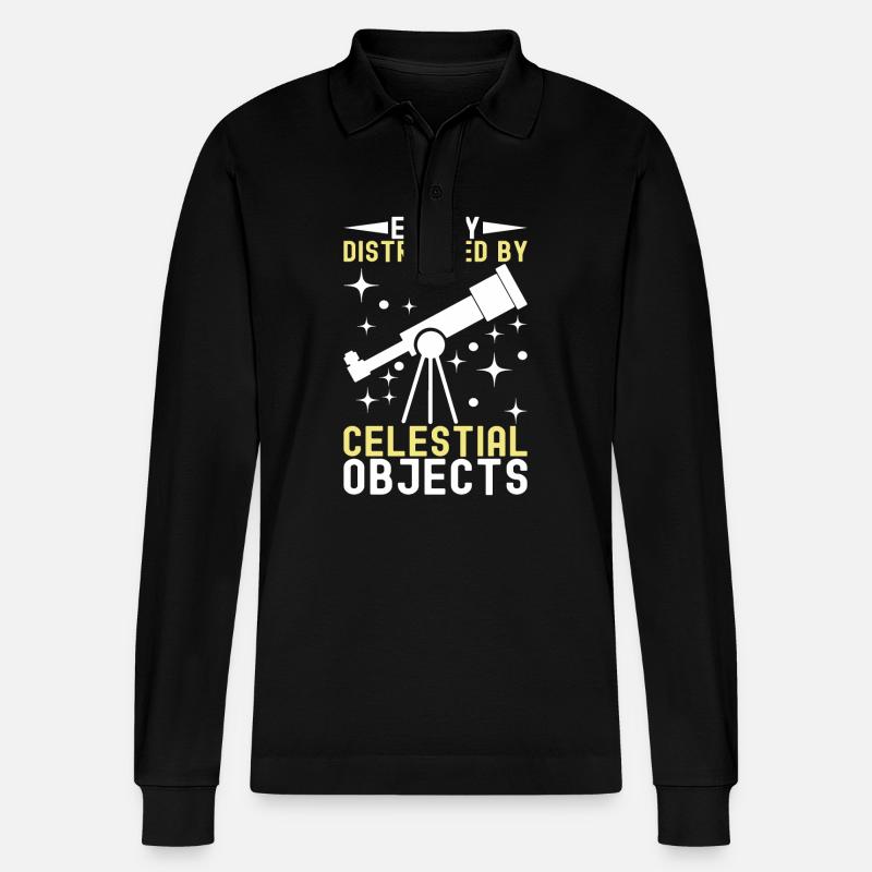 Atronome Astronomie - Stanley/Stella Unisex Bio-Langarm-Poloshirt Prepster - Schwarz