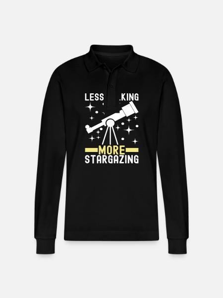 Atronome Astronomy - Stanley/Stella Organic Unisex Long-Sleeved Polo Shirt Prepster - black