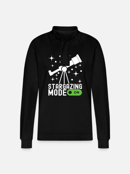 Atronome Astronomy - Stanley/Stella Organic Unisex Long-Sleeved Polo Shirt Prepster - black