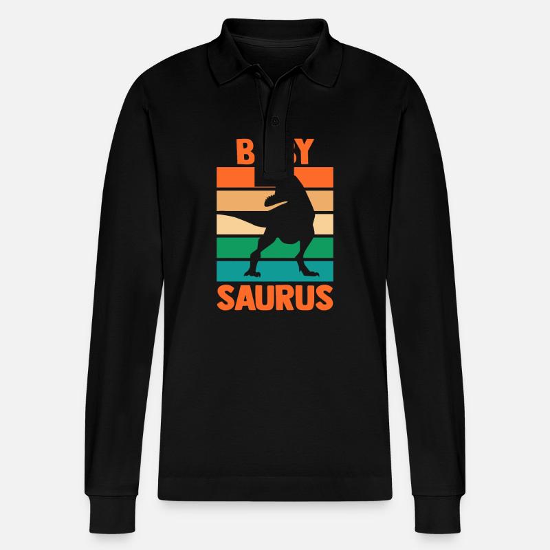 Babysaurus Dino Dinosaurier - Stanley/Stella Unisex Bio-Langarm-Poloshirt Prepster - Schwarz