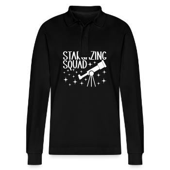 Astronom Astronomie - Stanley/Stella Unisex Bio-Langarm-Poloshirt Prepster - Schwarz - Vorne - Anna (173cm) & Nico (186cm)