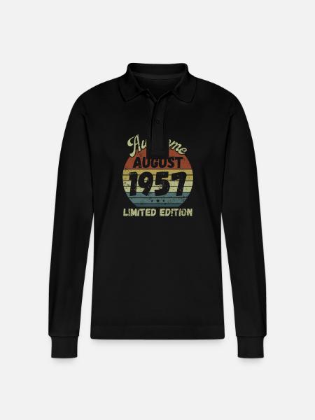 Awesome since August 1957 - Birthday - Stanley/Stella Organic Unisex Long-Sleeved Polo Shirt Prepster - black