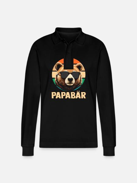 Papa Père - Polo à manches longues bio PREPSTER Stanley/Stella Unisexe - noir
