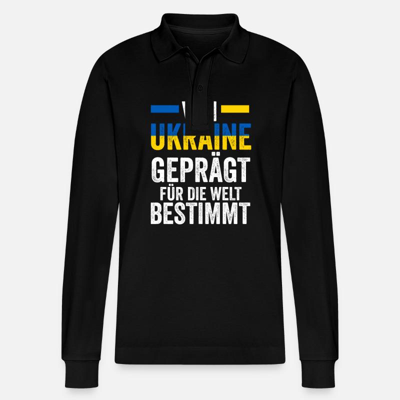 Ukrainer Ukraine - Stanley/Stella Unisex Bio-Langarm-Poloshirt Prepster - Schwarz