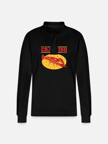Crayfish Noble Crayfish Seafood Gift - Stanley/Stella Organic Unisex Long-Sleeved Polo Shirt Prepster - black