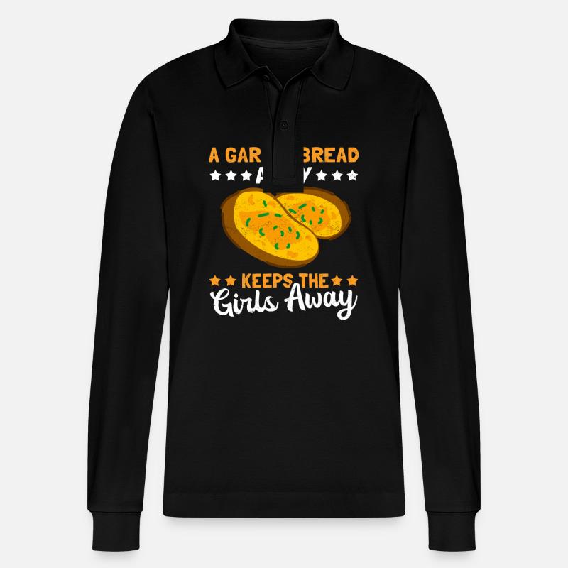 Garlic Bread Garlic Bread Gift - Stanley/Stella Organic Unisex Long-Sleeved Polo Shirt Prepster - black