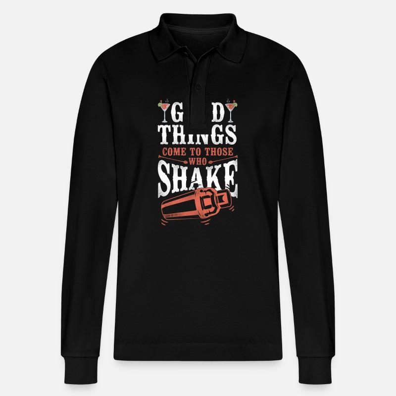 Bartender Mixologist Good Things - Stanley/Stella Unisex Bio-Langarm-Poloshirt Prepster - Schwarz