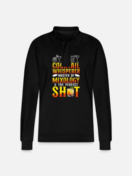 Bartender Mixologist Cocktail - Stanley/Stella Organic Unisex Long-Sleeved Polo Shirt Prepster - black