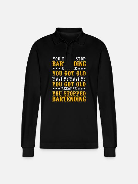 Bartender Mixologist Retired You - Stanley/Stella Organic Unisex Long-Sleeved Polo Shirt Prepster - black