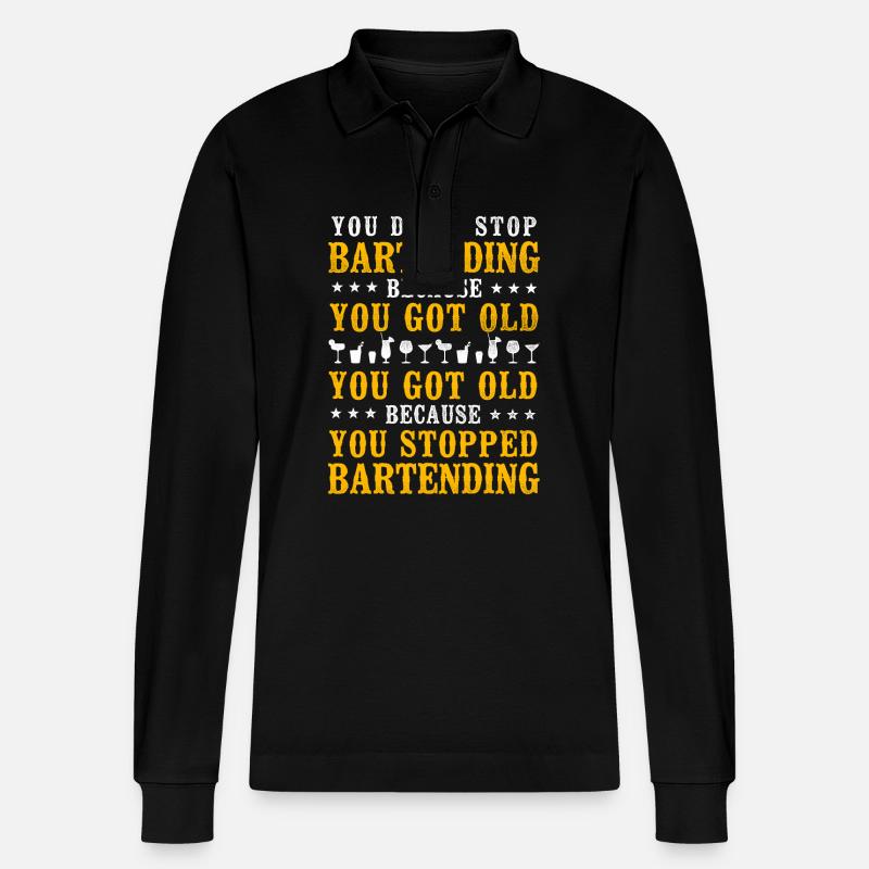 Bartender Mixologist Retired You - Stanley/Stella Unisex Bio-Langarm-Poloshirt Prepster - Schwarz