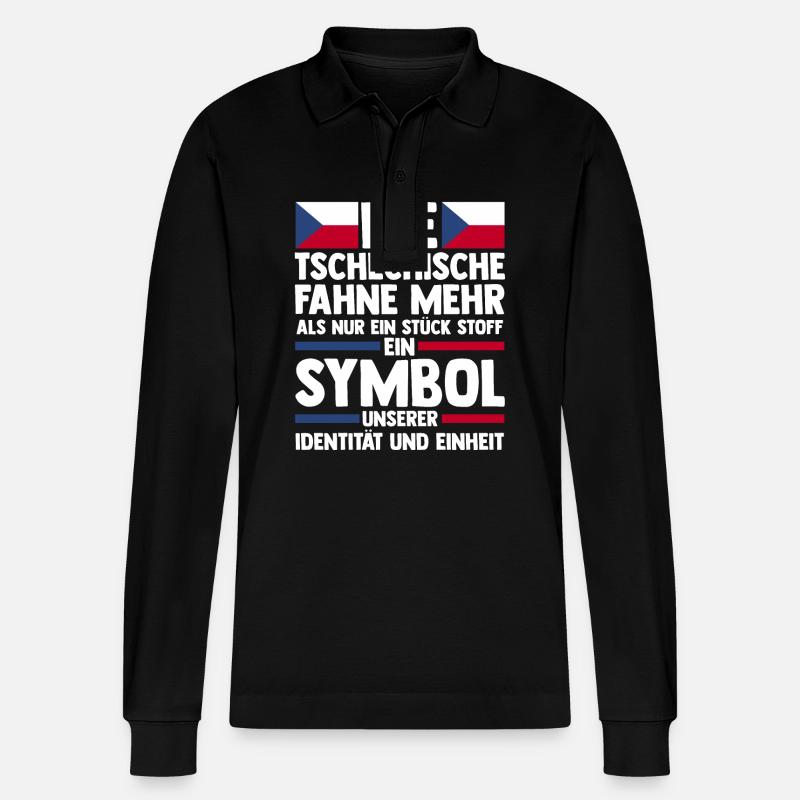 Tschechen Tschechisch Tschechien - Stanley/Stella Unisex Bio-Langarm-Poloshirt Prepster - Schwarz