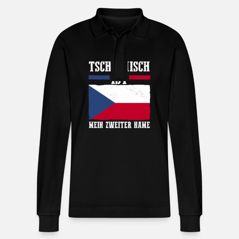 Tschechen Tschechisch Tschechien - Stanley/Stella Unisex Bio-Langarm-Poloshirt Prepster - Schwarz