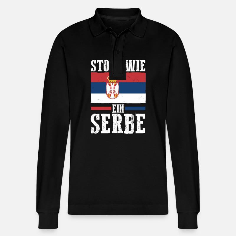 Serbe Serbe Serbie - Polo à manches longues bio PREPSTER Stanley/Stella Unisexe - noir
