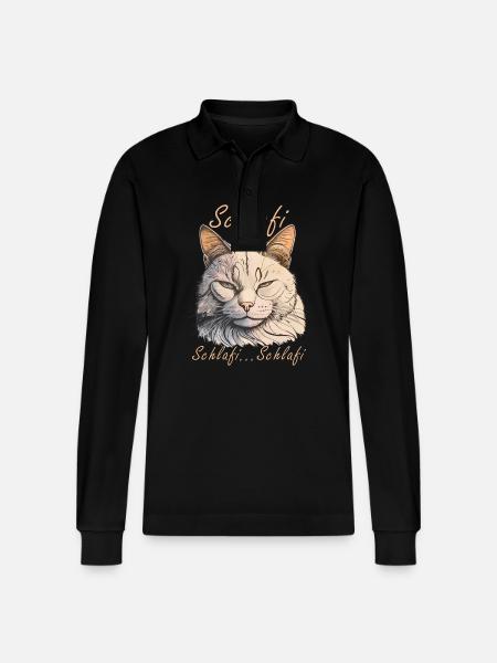 CAT Sleepi... Schlafi - Stanley/Stella Organic Unisex Long-Sleeved Polo Shirt Prepster - black