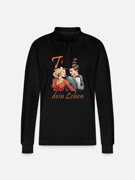 COUPLE Dance your life - Stanley/Stella Organic Unisex Long-Sleeved Polo Shirt Prepster - black