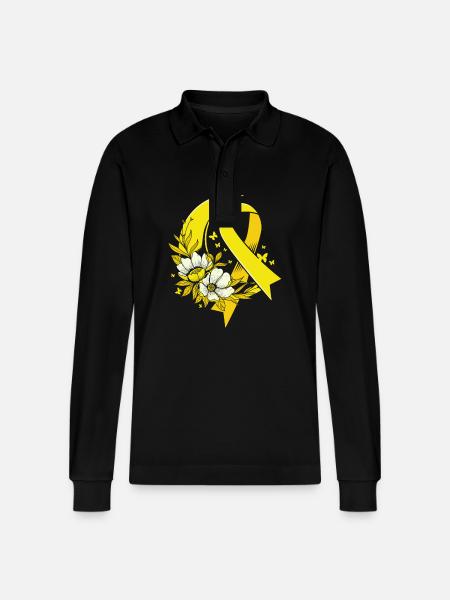 Cancer Child Cancer Survivor - Stanley/Stella Organic Unisex Long-Sleeved Polo Shirt Prepster - black