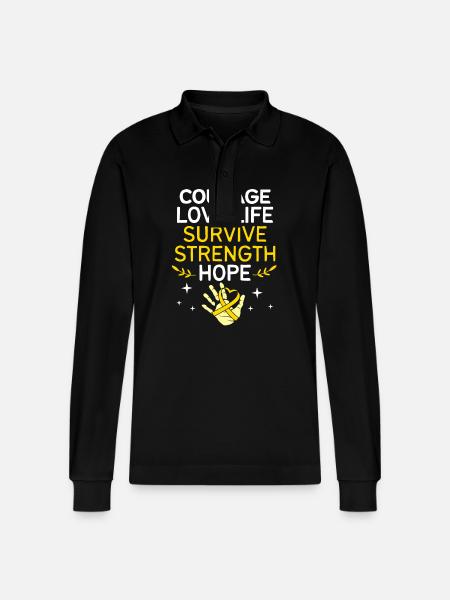 Cancer Child - Stanley/Stella Organic Unisex Long-Sleeved Polo Shirt Prepster - black