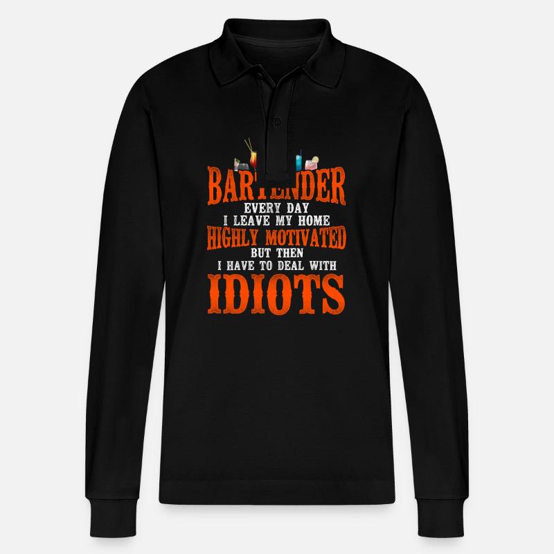 Bartender Mixologist Bartender - Stanley/Stella Unisex Bio-Langarm-Poloshirt Prepster - Schwarz