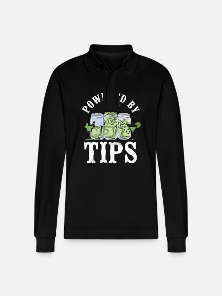 Bartender Mixologist Powered By - Stanley/Stella Organic Unisex Long-Sleeved Polo Shirt Prepster - black