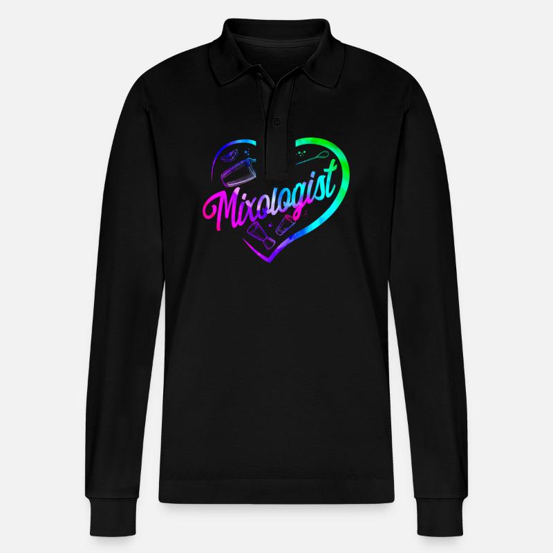 Bartender Mixologist Heart - Stanley/Stella Unisex Bio-Langarm-Poloshirt Prepster - Schwarz
