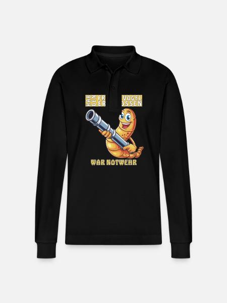 SHOT THE EARLY BIRD SELF-DEFENSE - Stanley/Stella Organic Unisex Long-Sleeved Polo Shirt Prepster - black