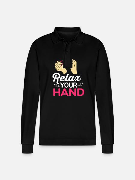 Nail Designer Nail Cosmetics Beautician - Stanley/Stella Organic Unisex Long-Sleeved Polo Shirt Prepster - black