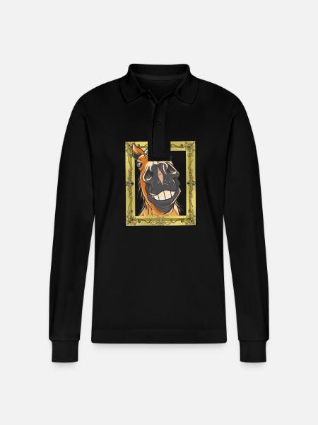 Pferdekopf Pferd Pferde - Stanley/Stella Unisex Bio-Langarm-Poloshirt Prepster - Schwarz