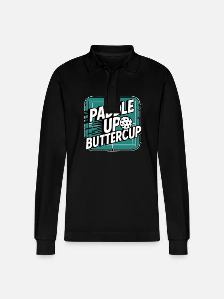 Pickleball Paddle Up Buttercup - Stanley/Stella Unisex Bio-Langarm-Poloshirt Prepster - Schwarz