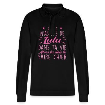 If you don't have a Lulu in your life Gift - Stanley/Stella Organic Unisex Long-Sleeved Polo Shirt Prepster - black - Front - Anna (173cm) & Nico (186cm)