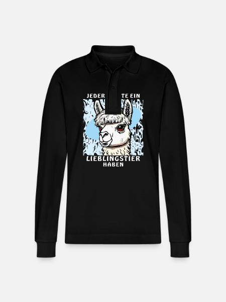 ALPAKA LIEBLINGSTIER - Stanley/Stella Unisex Bio-Langarm-Poloshirt Prepster - Schwarz