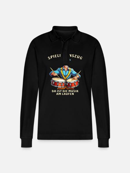 MARCHING BAND MUSIC ON - Stanley/Stella Organic Unisex Long-Sleeved Polo Shirt Prepster - black