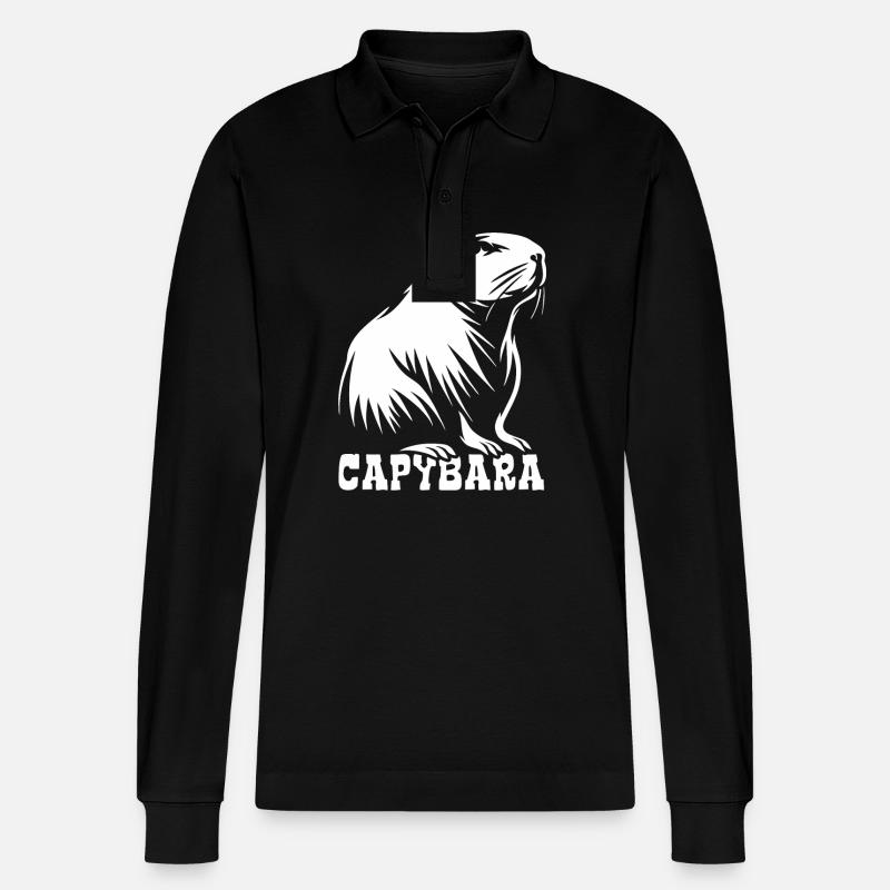 Capybara - Dessin Silhouette - Polo à manches longues bio PREPSTER Stanley/Stella Unisexe - noir