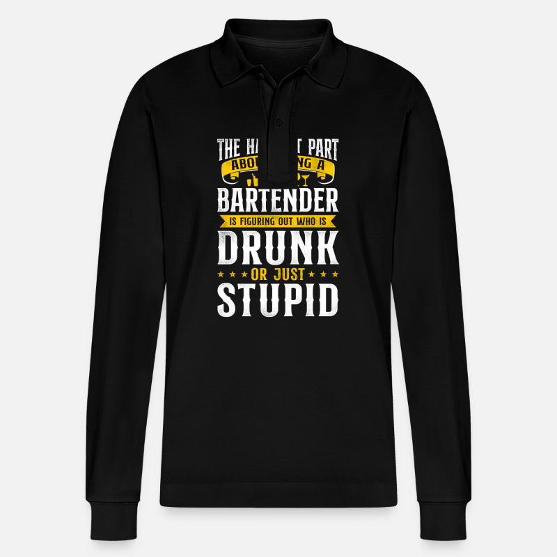 Bartender Mixologist The Hardest - Stanley/Stella Unisex Bio-Langarm-Poloshirt Prepster - Schwarz