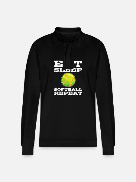 Softball Softball Players - Stanley/Stella Organic Unisex Long-Sleeved Polo Shirt Prepster - black