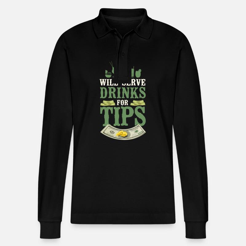 Bartender Mixologist Will Serve - Stanley/Stella Unisex Bio-Langarm-Poloshirt Prepster - Schwarz