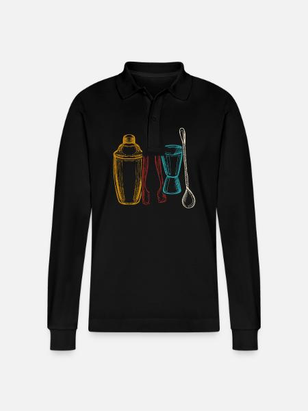 Bartender Mixologist Retro - Stanley/Stella Organic Unisex Long-Sleeved Polo Shirt Prepster - black