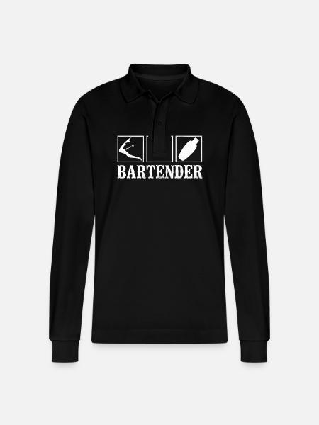 Bartender Mixologist Bartender - Stanley/Stella Unisex Bio-Langarm-Poloshirt Prepster - Schwarz