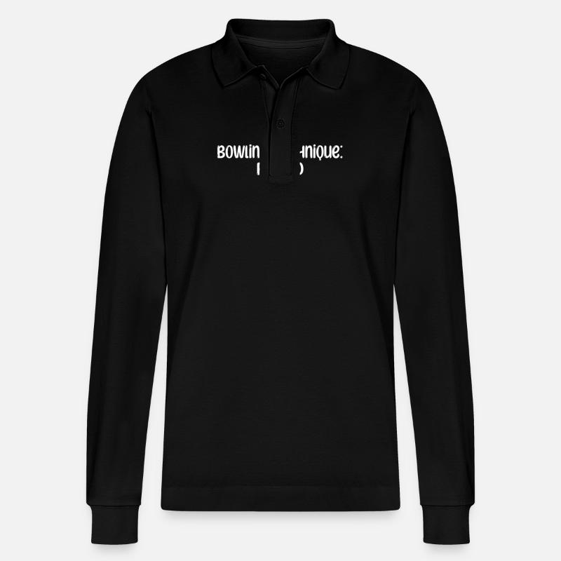 Bowling - Bowling Technique: Flawed - Stanley/Stella Organic Unisex Long-Sleeved Polo Shirt Prepster - black