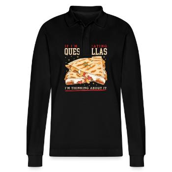 Quesadilla Tortilla Quesadillas Gift - Stanley/Stella Organic Unisex Long-Sleeved Polo Shirt Prepster - black - Front - Anna (173cm) & Nico (186cm)